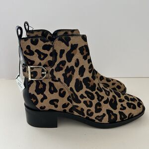 Cole Haan Brown Kimberly Haircalf Leopard Print Ankle Booties Size 7.5 B Boots